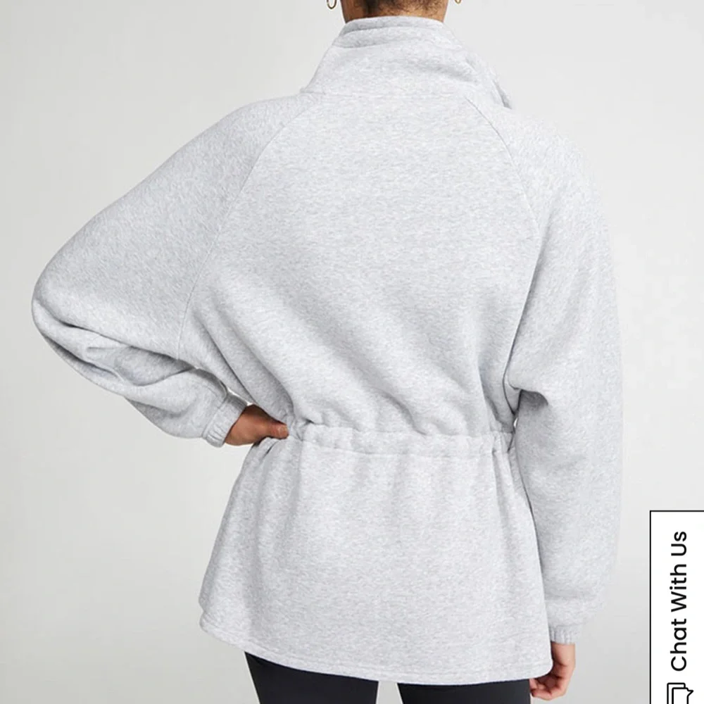 PacSun Winter Cinch Me Jacket XS Gray Soft Fleece Lined Full Zip Sweatshirt - Picture 2 of 15